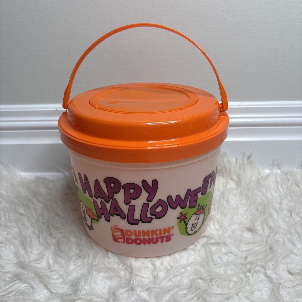 Dunkin Donuts Happy Halloween Munchkins Bucket Glow In The Dark With Lid